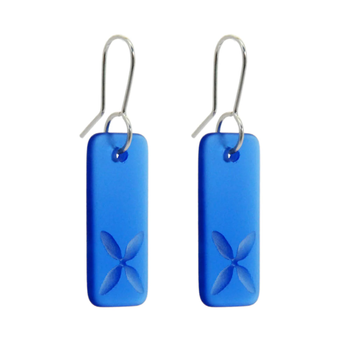 Glass Tapa Drop Earrings Dark Blue