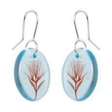 Rata Flower Glass Disc Earrings Light Blue-jewellery-The Vault
