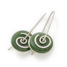 Greenstone Silver Spiral Drop Earrings Medium-jewellery-The Vault
