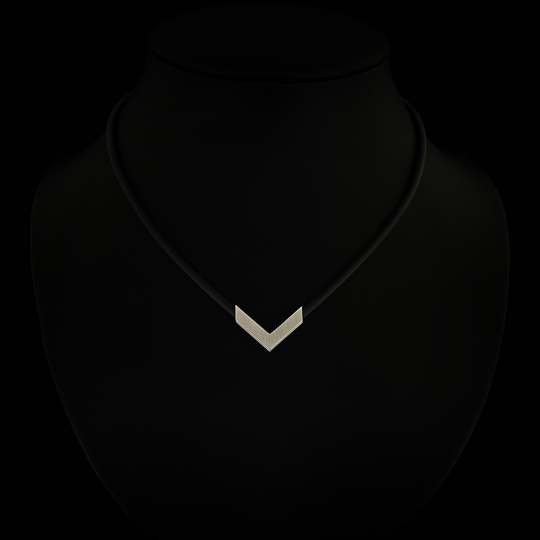 Chevron Mini Rubber Pendant Silver