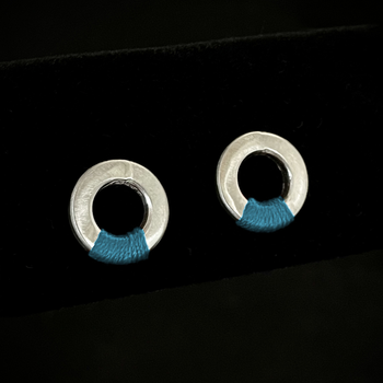 Blue Single Event Studs Silver