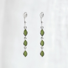 Pounamu Triple Leaf Drop Earrings-jewellery-The Vault