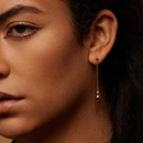 Vessel Long Stud Earrings Gold Plate