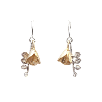 Mini Kowhai Bell and Leaf Earrings