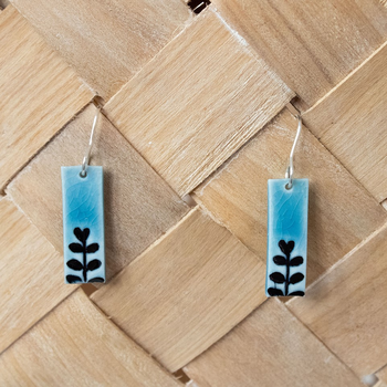 Porcelain Earrings Rectangle Kowhai Blue