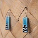 Porcelain Earrings Rectangle Kowhai Blue