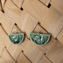 Porcelain Earrings Crescent Green