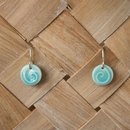 Porcelain Earrings Round Koru Green