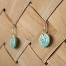 Porcelain Earrings Round Koru Green