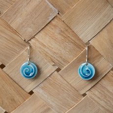 Porcelain Earrings Round Koru Blue-jewellery-The Vault