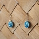 Porcelain Earrings Round Koru Blue