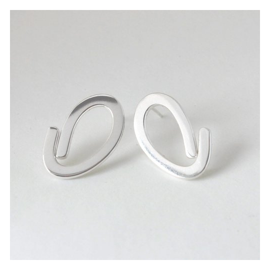 Loop Stud Earrings Silver