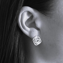 Diamond Swirl Stud Earrings Silver