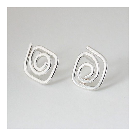 Diamond Swirl Stud Earrings Silver