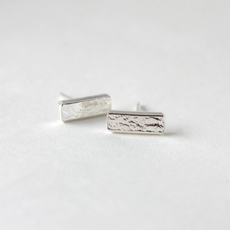 Mini Bar Stud Earrings Silver-jewellery-The Vault