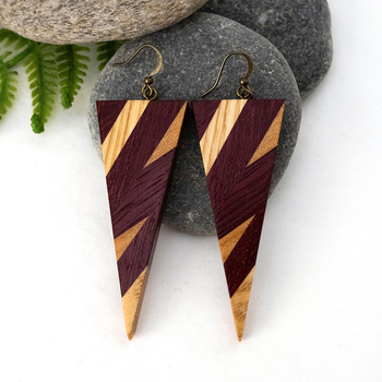 Wooden Earrings Multi Triangle