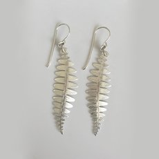 Silver Fern Earrings Large-jewellery-The Vault