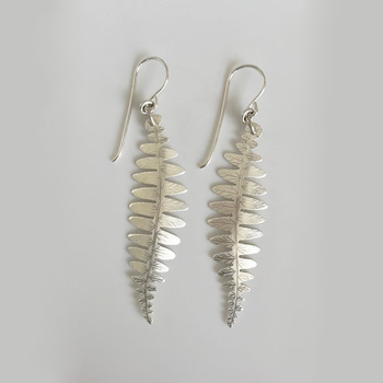 Silver Fern Earrings Large