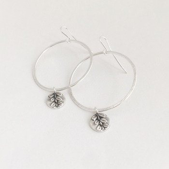 Kowhai Hoop Dangle Earrings Silver