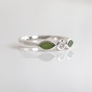 Pounamu and Cubic Zirconia Blossom Ring