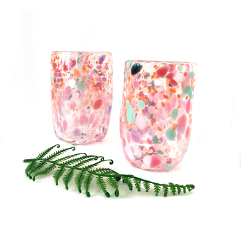 Glass Tumbler Pink Orange Mint