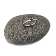 9ct Matt Yellow Gold Ring Blue Sapphire -jewellery-The Vault