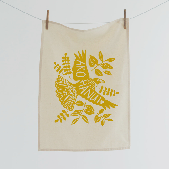 Aroha Nui Tea Towel Yellow