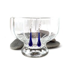 Glass Eardrops Cobalt Blue-jewellery-The Vault