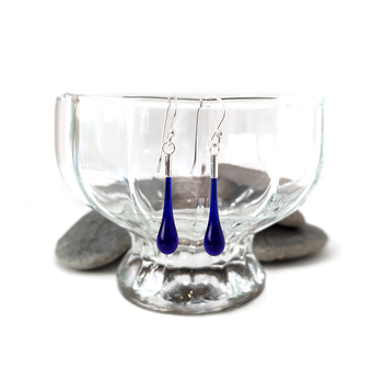 Glass Eardrops Cobalt Blue