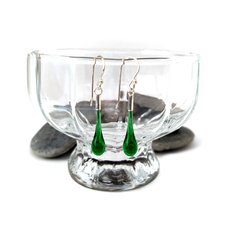 Glass Eardrops Transparent Dark Green-jewellery-The Vault
