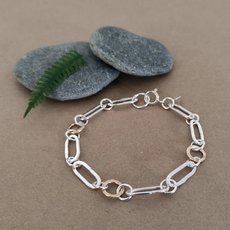 Tiny Oval Link Bracelet Silver and Brass-jewellery-The Vault
