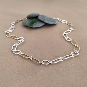 Silver and Brass Oval and Circle Link Chain