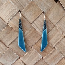 Porcelain Earrings Long Leaf Blue-jewellery-The Vault