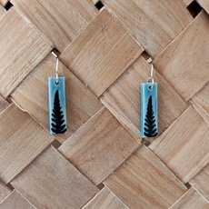 Porcelain Earrings Rectangle Ponga Blue-jewellery-The Vault