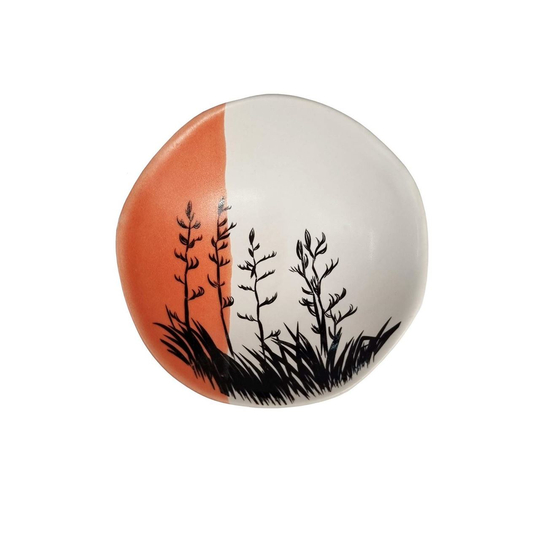 Flax Bush Dipped Orange with Black 7cm Bowl
