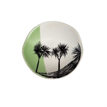 Cabbage Tree Dipped Green with Black Bowl