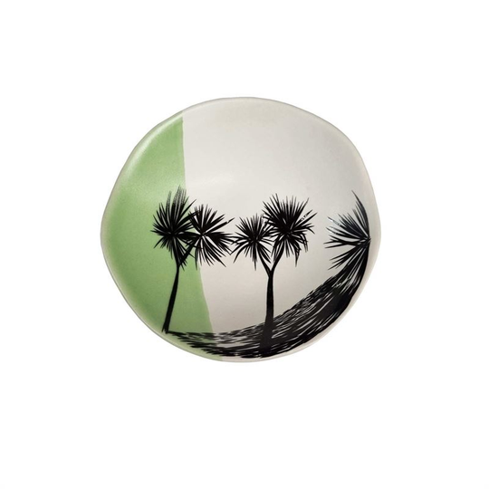Cabbage Tree Dipped Green with Black 7cm Bowl
