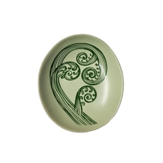 Ponga Frond 3 Dark Green on Light Green Bowl-artists-and-brands-The Vault