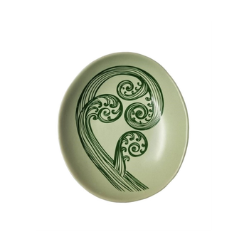 Ponga Frond 3 Dark Green on Light Green Bowl