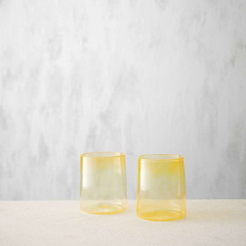 Square Glass Cup Lemon Yellow