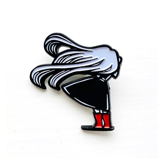 Windy Welly Girl Pin Badge