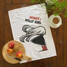 Windy Welly Girl Tea Towel-lifestyle-The Vault