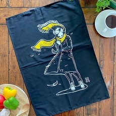 Windy Welly Girl Yellow Scarf Tea Towel -lifestyle-The Vault