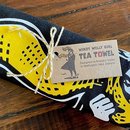 Windy Welly Girl Yellow Scarf Tea Towel 