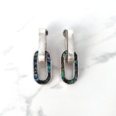 Paua Drama Earrings Small Chain Hoops-jewellery-The Vault