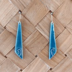 Porcelain Earrings Long Koru Detail-jewellery-The Vault