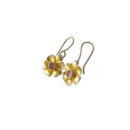 Snow Lily Earrings with Pink Tourmaline