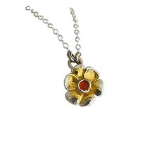 Snow Lily Gold Plate Necklace Carnelian-jewellery-The Vault