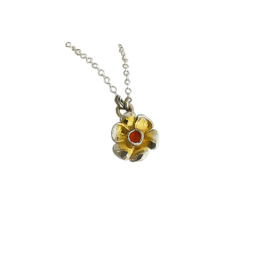 Snow Lily Gold Plate Necklace Carnelian