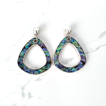 Paua Drama Earrings Long Dangles